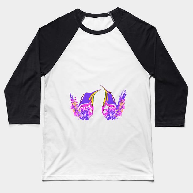 Romantic birds in love - Ornamental fantasy kingfisher Baseball T-Shirt by Farzad-Design